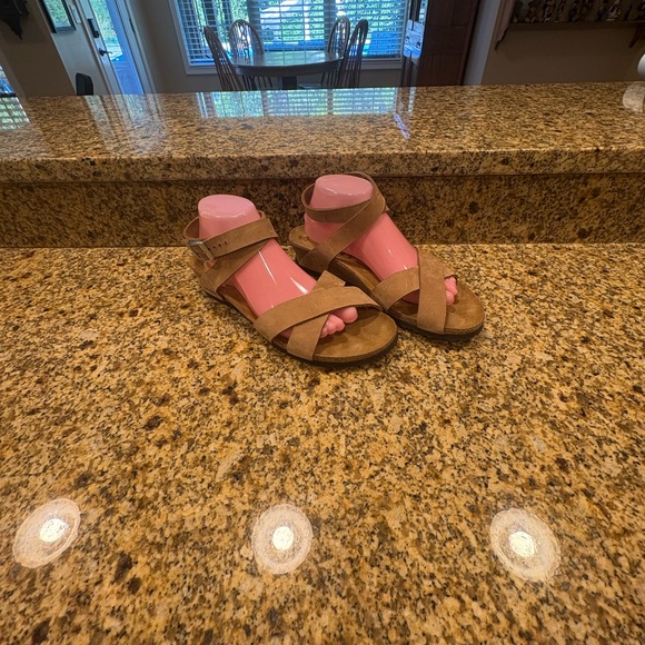 Birkenstock Papillio Sand Tan Leather Lola Sandals Wedge Heels 41 US 10-10.5 N - Picture 2 of 12